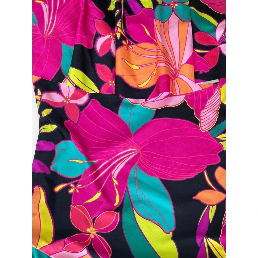 Trina Turk Solar One Piece‎ Off The Shoulder Ruffle Swimsuit Floral Print Size 4